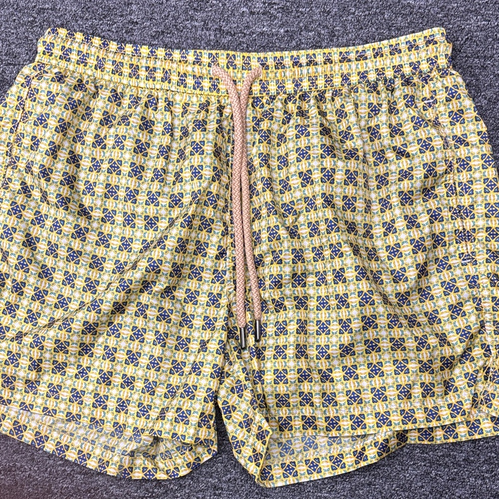 Stylish Yellow and Blue Swim Trunks